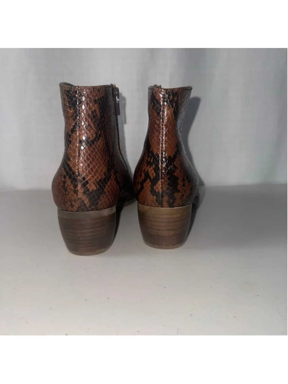 Clarks Mila Myth Brown Black Snake Print Ankle Boots Size US 9.5M